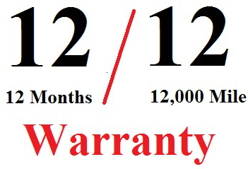 A red and black warranty sign with the words " 1 2 / 1 2 months, 1 2 0 0 0 warranty ".