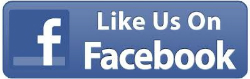 A blue like button with the words " like us on facebook ".